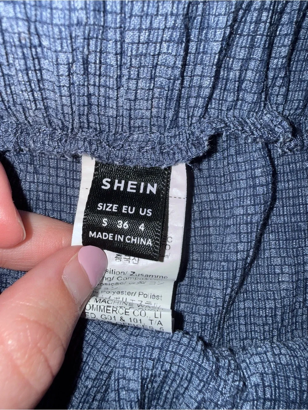 SHEIN Blue Crinkle Button-Up Shirt Set